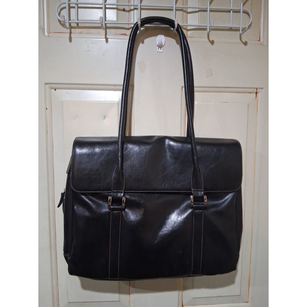 Vintage Buxton Large Leather Portfolio Briefcase Business Computer Bag Attache